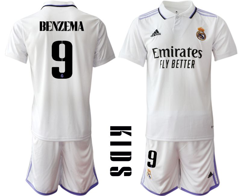 Youth 2022-2023 Club Real Madrid home white #9 Soccer Jersey->customized soccer jersey->Custom Jersey